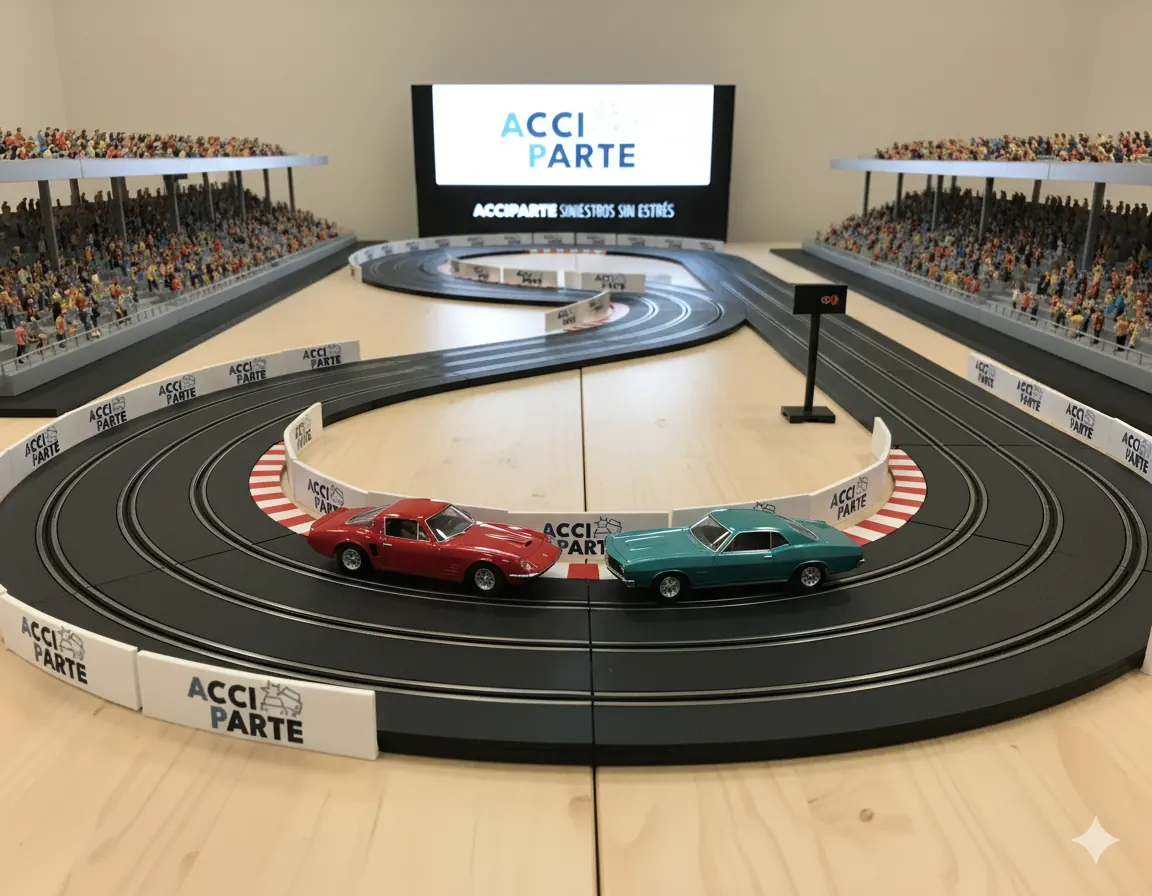 Circuito de coches con la marca Acciparte
