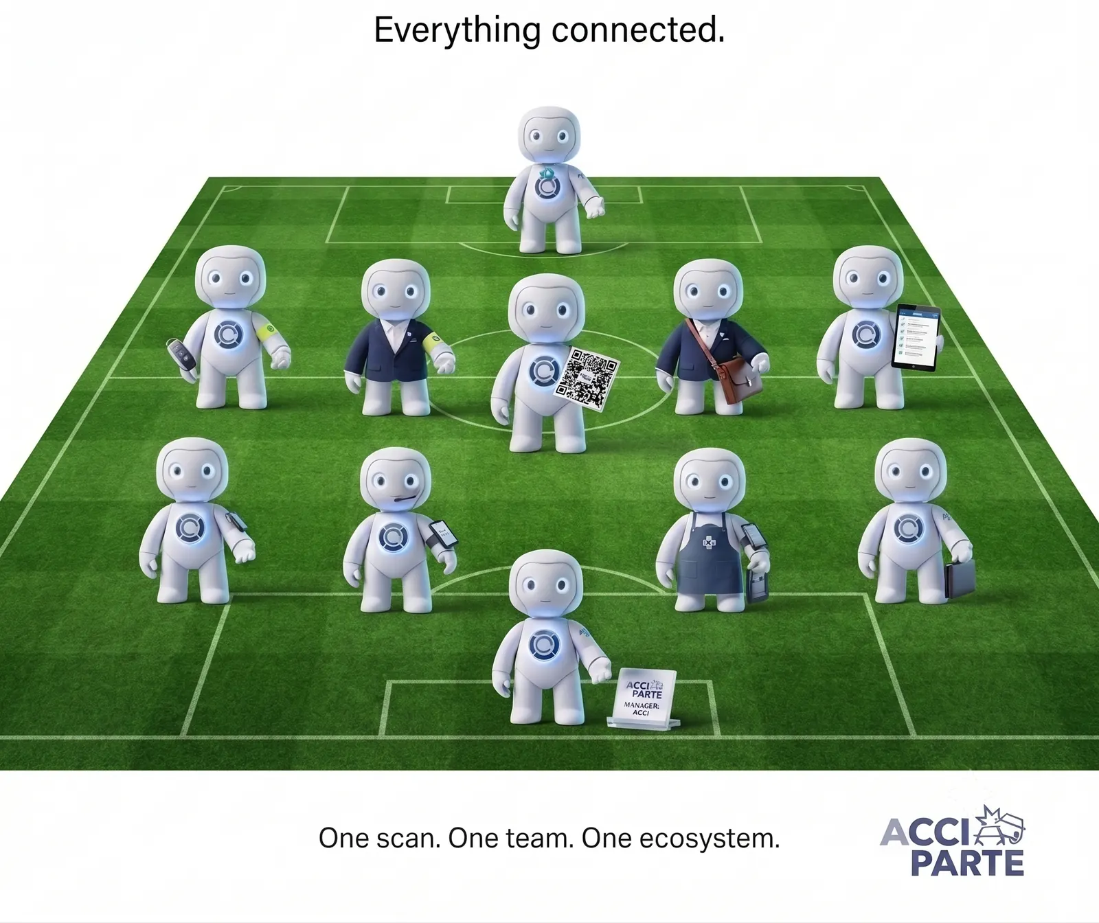 Todos os intervenientes do sinistro ligados como uma equipa